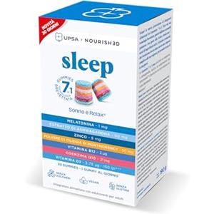 NOURISHƎD UPSA x Nourished Sleep, 30 Gummies, Integratore Alimentare per il Sonno con Melatonina e Ashwagandha, Caramelle Gommose Gusto frutta, Senza Zucchero, Vegan