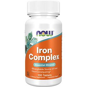 Now Foods, Iron Complex (Complesso di ferro), 27 mg, 100 Compresse vegane, Testato da Laboratorio, Ferro, Vitamine, Senza Glutine, Senza Soia, Vegetariano