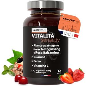 AdaptivLAB Senactiv Caramelle Gommose - Vitality Integratore Alimentare per Adulti con Vitamina C, Guaranà e Ferro - Vegano, Senza Glutine e Senza Lattosio