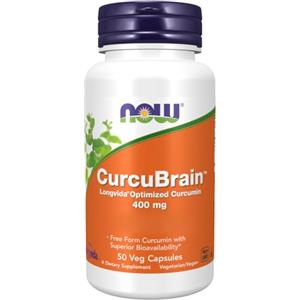 Now Foods, CurcuBrain, Curcumina ottimizzata, 400 mg, 50 Capsule vegane, Testato in Laboratorio, Senza Glutine, Senza Soia, Vegetariano