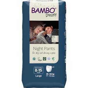 Bambo Nature Dreamy Night Pants Pannolini (bambini di età compresa tra 8 e 15 anni, 35-50 kg), 10 PK Pull Up, Pannolini ecologici per mantenere il letto asciutto tutta la notte, pannolini pull-up