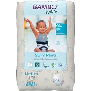 Bambo Nature Pannolini da bagno Bambo Nature per bambini taglia M (12+ kg), 12 pannolini | Pantaloncini da bagno monouso con vestibilità sicura | A prova di fuoriuscite durante i giochi in acqua