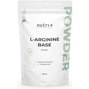 Nutri + L-Arginina Polvere Base 500g - massimo Dosaggio - vegetale da Fermentazione - pura Arginina - vegan - neutrale - senza Additivi - Qualità premium