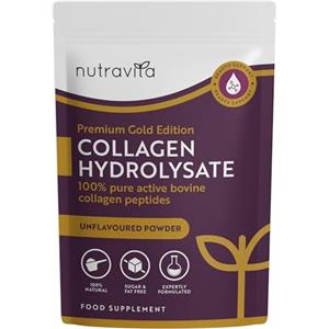 Nutravita Collagene in Polvere 300g - Peptidi di Collagene Idrolizzato Tipo 1-30 Porzioni - Colageno Bovino con 8 Aminoacidi Donna e Uomo - Non Aromatizzato - Integratore Capelli, Pelle e Unghie