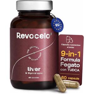 Revocelo Detox Fegato con TUDCA 300mg, Cardo Mariano e Silimarina, Disintossicante Forte, Complesso Fegato e Tiroide, Liver Complex Vegano, Prodotto in UE, 60 Capsule