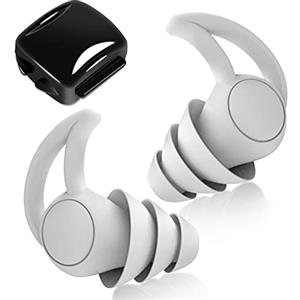 ACWOO Tappi Orecchie per Dormire, Dispositivi di protezione dell'udito morbidi, Riduzione del Rumore, Impermeabile Riutilizzabili in Orecchio Silicone per il Sonno con Custodia Portatile- 30dB