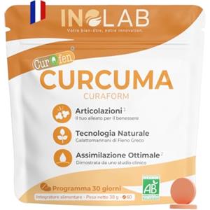 inolab LABORATOIRE INOLAB Curcuma Bio Brevettata CurQfen® | biodisponibile X 45 rispetto a un estratto di curcumina 95% + Piperina pepe nero | Risultati clinicamente provati | Curaform INOLAB Laboratorio