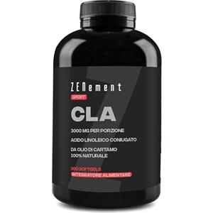 Zenement CLA Acido Linoleico Coniugato 3000 mg per dose - 200 capsule softgel ad assorbimento rapido da Olio di Cartamo 80 % (2 mesi) - Integratore sportivo - Alta concentrazione - Zenement