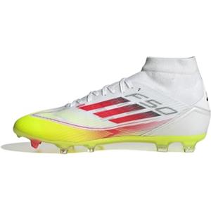 Adidas Donna F50 League Mid Football Boots FG/MG Women, Cloud White/Lucid Red/Solar Yellow, 38 2/3 EU