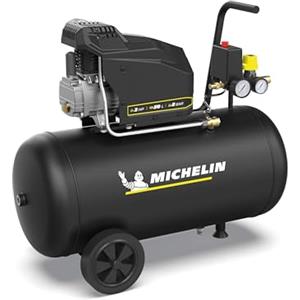 MICHELIN, Compressore d'Aria MX POP AIR 50-2 L, Serbatoio 50 Litri con Ruote, Motore da 2 hp, Pressione Massima 8 bar, Portata d'Aria 195 l/min