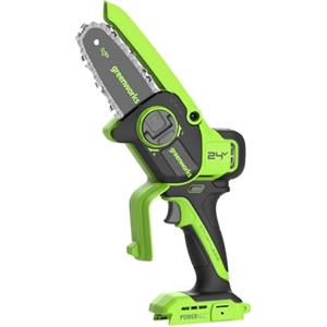 Greenworks 24V Motosega a Batteria 10cm, Senza Fili, Mini Motosega Elettrica Senza Spazzole con Sistema di Olio Automatico per Rami di Alberi, Velocità di Taglio 7,8 m/s, Solo Strumento