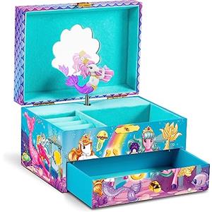 CRAZE - Scatola Musicale per Bambina, Galupy Mermaid con Cassetto Rimovibile, Interno in Velluto, Specchio e Unicorno Girevole