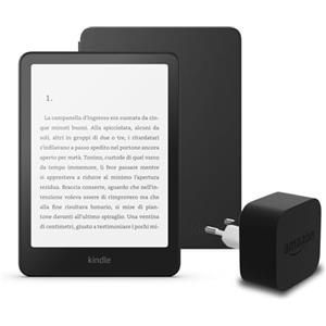 Amazon I'ultimo Kindle Paperwhite (versione 2024) da 16 GB senza pubblicità, una copertura in tessuto Amazon e un alimentatore Amazon Powerfast da 9 W.