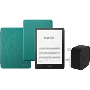 Amazon Kindle Paperwhite (2024 Release) 16 GB Con pubblicità Con custodia trasparente verde giada e adattatore da 9 W