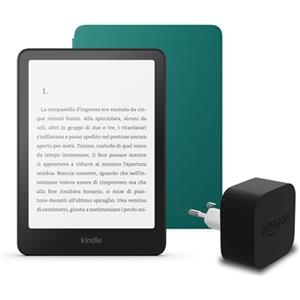 Amazon I'ultimo Kindle Paperwhite (versione 2024) da 16 GB senza pubblicità, una cover basata su Amazon Plant e un alimentatore Amazon Powerfast da 9 W.