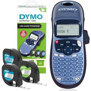 DYMO LetraTag LT-100H Etichettatrice Starter Kit | Macchina etichettatrice palmare | con nastro adesivo in plasticain carta e trasparente | Ideale per casa o ufficio