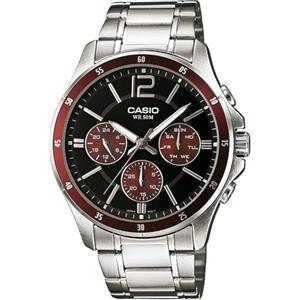 Casio MTP-1374PD-5AVEF - Orologio da uomo al quarzo con quadrante multiplo, cinturino in acciaio inox, Argento, Bracciale