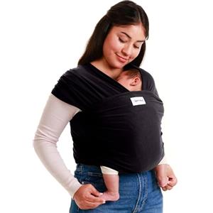 Sleepy Wrap Fascia Neonato Fino a 15 kg - Morbido, Facile da Indossare, Trasporto a Mani Libere, Marsupio Bambino a Fascia Porta Bebé (Nero)