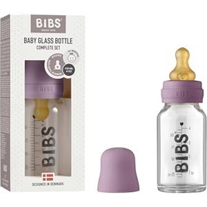 Bibs Biberon in vetro BIBS. Anti-coliche. Tettarella rotonda in lattice di gomma naturale. Favorisce l'allattamento naturale al seno, 110 ml, Mauve