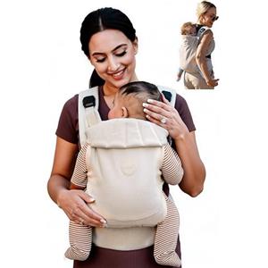 Grownsy Marsupio Neonato Ergonomico(3-20 kg, 3-24 mesi), Fibbia a Sgancio Rapido a un Tocco, Facile da Indossare, Poggiatesta, Leggero, Confortevole e Regolabile(Bianco crema)