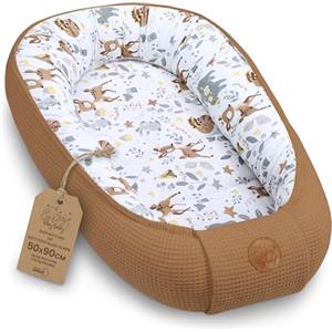 Totsy Baby Riduttore lettino neonato - 50x90cm nido baby nest antisoffoco culla pod cocoonababy confortevole cotone waffle babynest per neonati Marrone Di Cervo