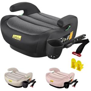 Jovikids Alzabimbo Auto ISOFIX,Rialzo per Bambini 125-150 cm ECE R129, Seggiolino Auto Gruppo 2-3 (15-36 kg) da 6 a 12 Anni, Leggero e Facile da Pulire (Nero migliorato, portabicchieri)