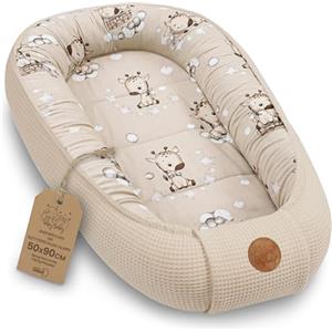 Totsy Baby Riduttore lettino neonato - 50x90cm nido baby nest antisoffoco culla pod cocoonababy confortevole cotone waffle babynest per neonati Giraffe