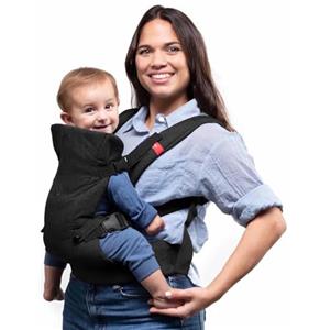 YOU+ME Marsupio neonato 0-36 Mesi (3,2-15 kg) - Marsupio bambino, Tutte le posizioni, ergonomico, regolabile e traspirante con pannelli in rete 3D e bavaglino 2-in-1 (Negro)