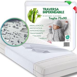 MAMMAVAITRA Traversa Impermeabile in Bambù Lavabile - 75 x 90 cm - Traversa Impermeabile Neonato Fasciatoio, Culla e per Persone Anziane Allettate