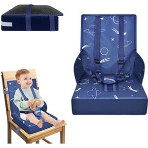UISEBRT Sedia per bambini, portatile, con cintura di sicurezza regolabile, antiscivolo, lavabile, per casa, in viaggio, blu