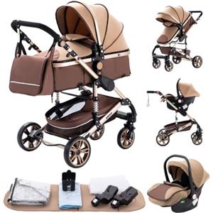 YAZOCO Passeggino Trio,Trio Passeggino Neonati 0-36kg Pieghevole Portatile 3 in 1Neonato Passeggino Leggero