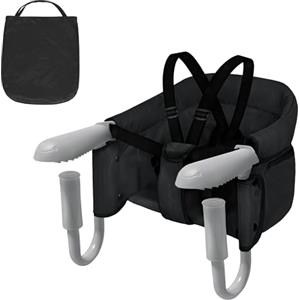 UISEBRT Seggiolino da tavolo pieghevole per bambini, con morsetti antiscivolo e cintura di sicurezza, per la casa e il viaggio, colore nero