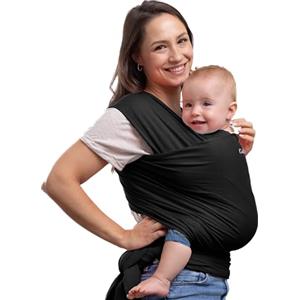 CuddleBug Fascia Porta Bebé Neonato e Bimbi fino a 16 Kg - Fascia Neonato per Trasporto a Mani Libere - Marsupio Bambino a Fascia - Ideale come Regalo Nascita e Baby Shower (Nero/Black)