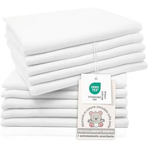 ZOLLNER 10 mussole in 80x80 cm - dodò in cotone - sensibili sulla pelle - ultra morbidi e super assorbenti - lavabili a 95°C - bianco