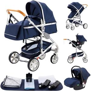 YAZOCO Passeggino Trio,Trio Passeggino Neonati 0-36kg Pieghevole Portatile 3 in 1Neonato Passeggino Leggero