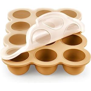Aolso Contenitore in Silicone, 12 Scomparti × 45ml Stampi Contenitori per Freezer Senza BPA, Vassoio in Silicone per Alimenti con Coperchio Rimovibile, Arancia