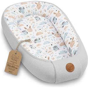Totsy Baby Riduttore lettino neonato - 50x90cm nido baby nest antisoffoco culla pod cocoonababy confortevole cotone waffle babynest per neonati 1. Grigio Gufi