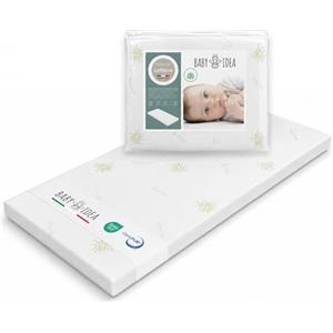 baby idea Materasso Lettino Campeggio Sfoderabile Pieghevole a Norma EN16890:2017 Federa Tessuto Aloe Certificato Oeko-tex® Interno Certificato Certipur™ 60x120x4 OMAGGIO Borsa da Viaggio (Aloe)