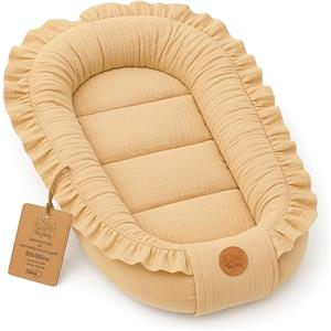 Totsy Baby Mussola Riduttore lettino neonato - 90x50 cm baby nest trasportabile per neonati nido culla pod cocoonababy babynest antisoffoco Beige