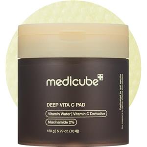 medicube Toner Per Il Viso Deep Vita C Per Un Tono Di Pelle Non Uniforme, 500.000 Ppm Di Acqua Vitaminica E 3 Tipi Di Vitamine, Idratanti E Rigeneranti (70 Fogli) Tamponi Deep Vita C