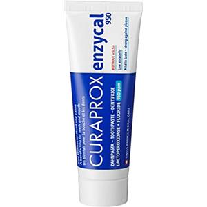 Curaprox Enzycal 950 Dentifricio-Dentifricio al fluoro delicato con enzimi per un'igiene orale quotidiana delicata/Basso abrasivo, gusto fresco, senza SLS, 75ml / Made in Switzerland