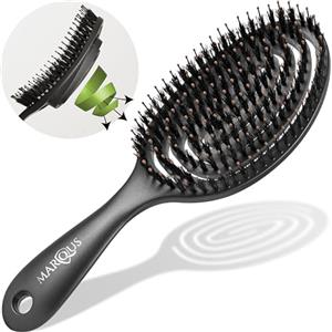 marQus Spazzola Setole Cinghiale - Districante professionale con doppia molla a spirale, ideale per ogni tipo di capelli. Naturali, garantisce una cura delicata e risultati perfetti