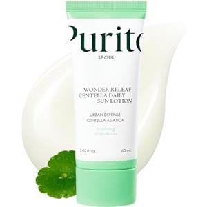 PURITO SEOUL Wonder Releaf Centella Crema Solare Leggera, SPF50+ PA++++, Fluido Solare Viso con Centella Coreana, Lenitiva, Senza Scia Bianca, K-Beauty