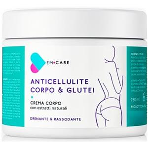 EM CARE Crema Anticellulite Forte Drenante e Rassodante per Cosce, Glutei e Corpo - Con Caffeina, Guaranà, Ananas e Ippocastano - Azione Tonificante e Microcircolazione - Made in Italy - 250 ml