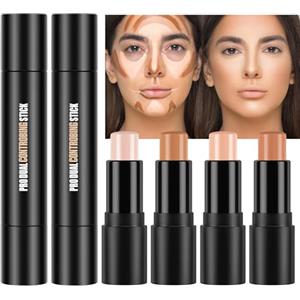 LOPHE Crema Fard Stick, 2 Pezzi Trucco in Stick per Contorno, Multi-Stick Fard in Stick per Guancia, Illuminante Viso e Bronzer Contour, Luminoso per Il Trucco Del Viso(Set C)