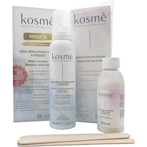 kosme SEMPLICE, NATURALMENTE Kosmè Cera Depilatoria Spray a Freddo KIT Completo - Clorofilla - Sistema Innovativo Premiato Cosmoprof - Corpo Viso Bikini - Alternativa alle Strisce Depilatorie - 150 ml + Kit Completo