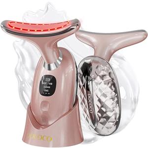 DOCOCO Massaggiatore Viso Lifting Antirughe Elettrico, DOCOCO Doppio EMS Dispositivo di Bellezza Antirughe con 3 Modalità, 45℃ Terapia Lifting Viso, Massaggio Rassodante Viso e Collo