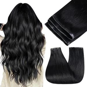 Easyouth Extension Capelli Veri Tessitura Farfalla 70cm Nero Remy Doppia Trama Extension Nero Jet Extensions Remy Farfalla Lunghi #1 100g