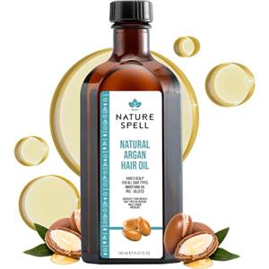 Nature Spell Olio di Argan per Capelli e Cuoio Capelluto, Olio già Diluito Nutriente, Protegge le Lunghezze dal Calore, Dona Morbidezza e Lucentezza, per Tutti i Tipi di Capelli, Vegano, 150 ml