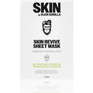 Slick Gorilla Maschere Viso Idratanti per Uomo (Confezione da 3) - Maschere in tessuto stile coreano con Acido Ialuronico, Niacinamide e Pantenolo. Maschera viso rinfrescante per pelle più chiara, lum